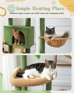 Cat Tree Palace - Cat Scratching Posts USA Cat Scratching Post Specialists | Cat Scratcher Trees & Poles 53" Multilevel Palm Leaf Cat Tree Condo