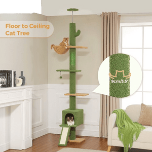Cat Tree Palace - Cat Scratching Posts USA Cat Scratching Post Specialists | Cat Scratcher Trees & Poles 82.7" - 107.8" Floor to Ceiling Cactus Cat Scratching Pole with Condo & Nest
