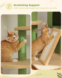 Cat Tree Palace - Cat Scratching Posts USA Cat Scratching Post Specialists | Cat Scratcher Trees & Poles 90.5" - 100.4" Floor To Ceiling Cat Tree Condo with Leaves