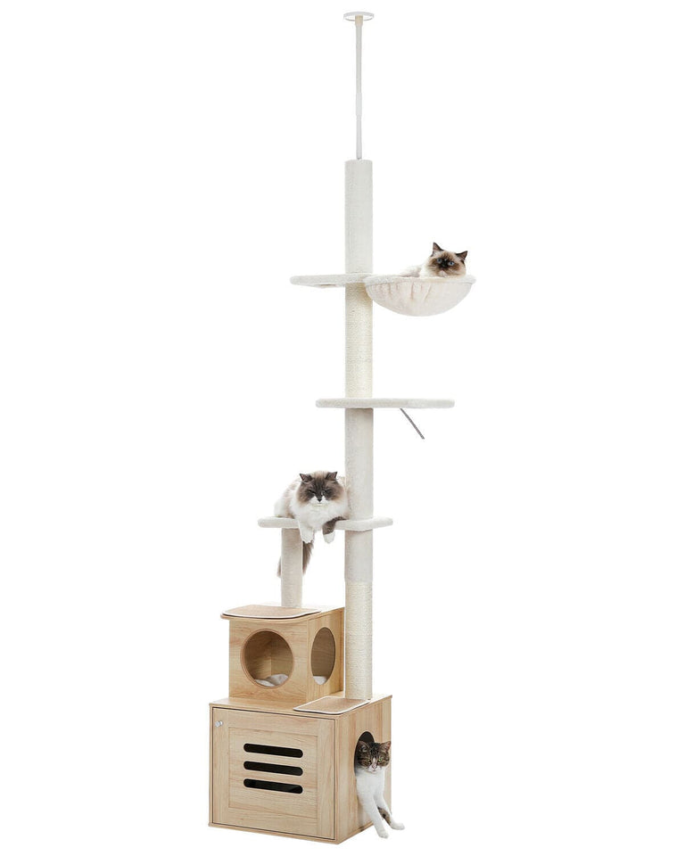 Cat Tree Palace - Cat Scratching Posts USA Cat Scratching Post Specialists | Cat Scratcher Trees & Poles 90.6"-110.2" Adjustable Floor to Ceiling Cat Scratching Post / Tree / Pole with Condo