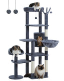 Cat Tree Palace - Cat Scratching Posts USA Cat Scratching Post Specialists | Cat Scratcher Trees & Poles Dark Gray 59" Multilevel Cat Scratching Tree With Condo