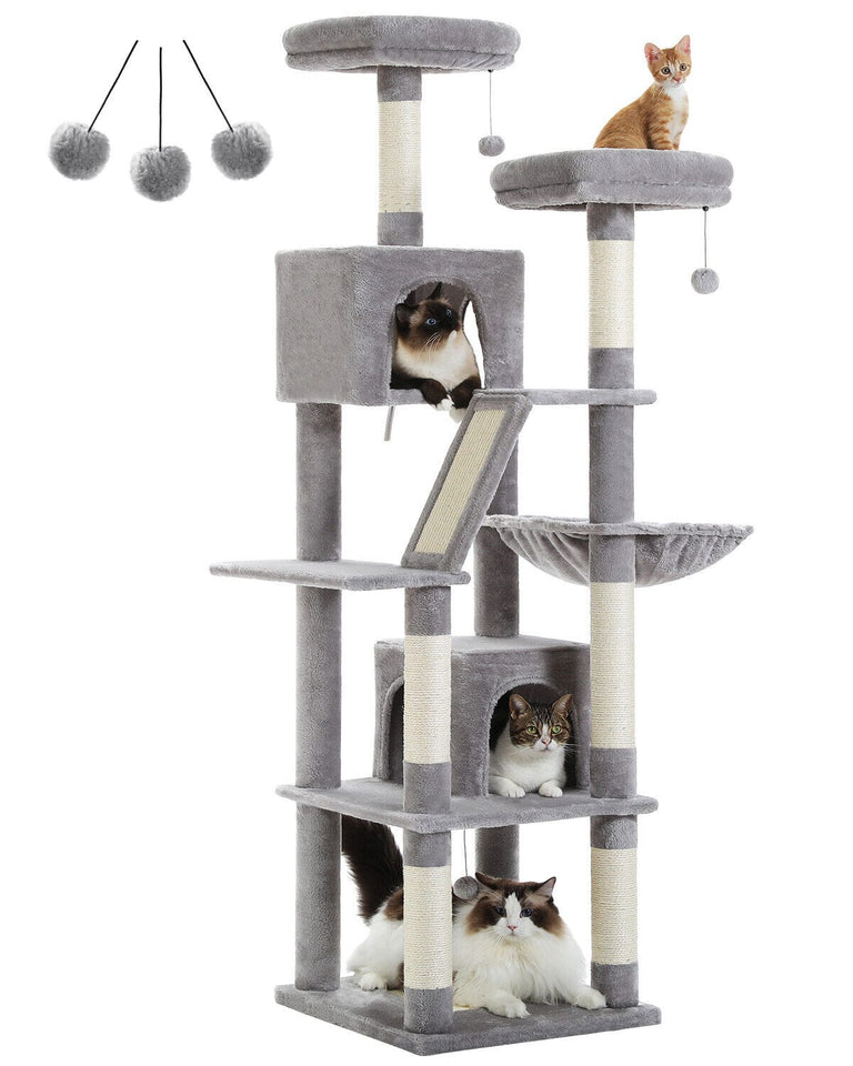 Cat Tree Palace - Cat Scratching Posts USA Cat Scratching Post Specialists | Cat Scratcher Trees & Poles Gray 70.9" Multilevel Cat Scratching Tree with Condo's