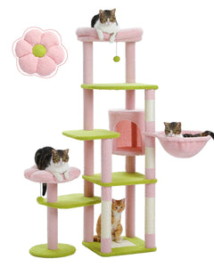 Cat Tree Palace - Cat Scratching Posts USA Cat Scratching Post Specialists | Cat Scratcher Trees & Poles Pink 59" Multilevel Cat Scratching Tree With Condo