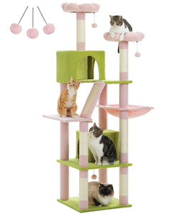 Cat Tree Palace - Cat Scratching Posts USA Cat Scratching Post Specialists | Cat Scratcher Trees & Poles Pink 70.9" Multilevel Cat Scratching Tree with Condo's