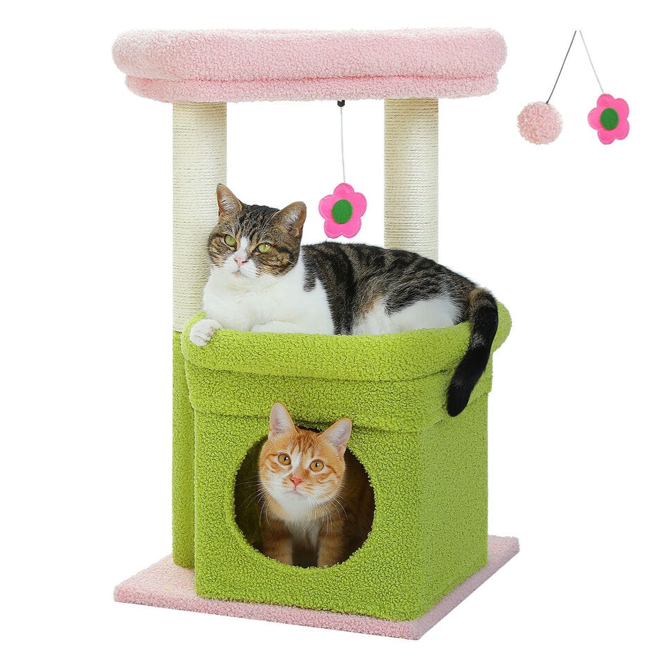 Cat Tree Palace - Cat Scratching Posts USA Cat Scratching Post Specialists | Cat Scratcher Trees & Poles Pink/Green 27.6" Cat Scratching Post / Tree / Pole - Grey