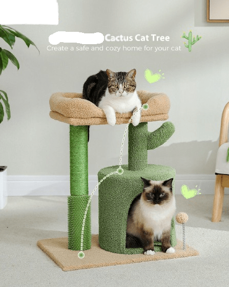 Cat Tree Palace - Cat Scratching Posts USA Cat Scratching Post Specialists | Cat Scratcher Trees & Poles 24.8" Cactus Cat Scratching Tree with Condo