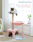 Cat Tree Palace - Cat Scratching Posts USA Cat Scratching Post Specialists | Cat Scratcher Trees & Poles 36.6" Flower Top Cat Scratching Tree Pink/ Blue