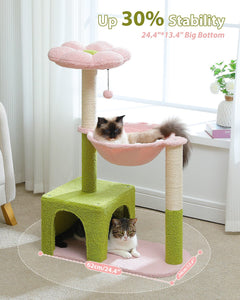 Cat Tree Palace - Cat Scratching Posts USA Cat Scratching Post Specialists | Cat Scratcher Trees & Poles 36.6" Flower Top Cat Scratching Tree Pink/ Green