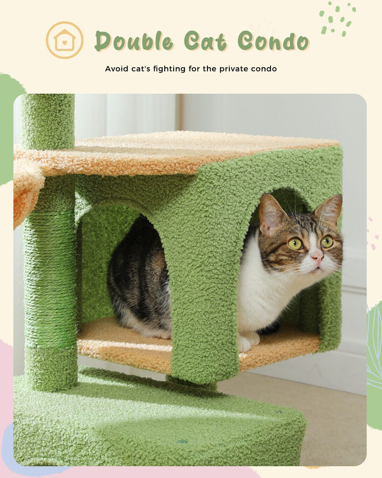 Cat Tree Palace - Cat Scratching Posts USA Cat Scratching Post Specialists | Cat Scratcher Trees & Poles 43.3" Tropical Cat Scratching Tree Condo