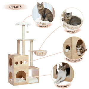 Cat Tree Palace - Cat Scratching Posts USA Cat Scratching Post Specialists | Cat Scratcher Trees & Poles 49.8" Cat Scratching Post / Tree / Pole - Beige Wood