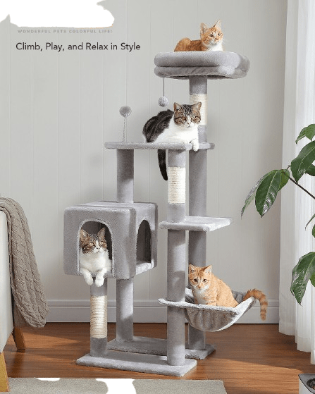 Cat Tree Palace - Cat Scratching Posts USA Cat Scratching Post Specialists | Cat Scratcher Trees & Poles 50.4" Multilevel Cat Scratching Tree Tower