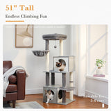 Cat Tree Palace - Cat Scratching Posts USA Cat Scratching Post Specialists | Cat Scratcher Trees & Poles 51.2" Dual Condo Cat Tree Scratching Post/ Pole