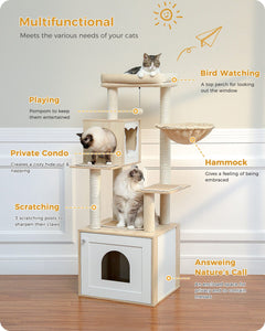 Cat Tree Palace - Cat Scratching Posts USA Cat Scratching Post Specialists | Cat Scratcher Trees & Poles 56" Multi Level Cat Scratching Post / Tree / Pole