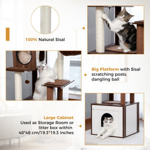 Cat Tree Palace - Cat Scratching Posts USA Cat Scratching Post Specialists | Cat Scratcher Trees & Poles 56" Multi Level Cat Scratching Post / Tree / Pole