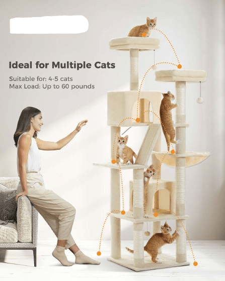 Cat Tree Palace - Cat Scratching Posts USA Cat Scratching Post Specialists | Cat Scratcher Trees & Poles 70.9" Multilevel Cat Scratching Tree with Condo's