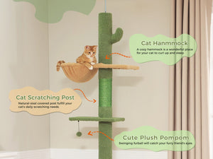 Cat Tree Palace - Cat Scratching Posts USA Cat Scratching Post Specialists | Cat Scratcher Trees & Poles 82.7" - 107.8" Floor to Ceiling Cactus Cat Scratching Pole with Condo & Nest