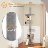 Cat Tree Palace - Cat Scratching Posts USA Cat Scratching Post Specialists | Cat Scratcher Trees & Poles 82.7" - 107.8" Floor to Ceiling Cat Scratching Pole with Condo & Nest