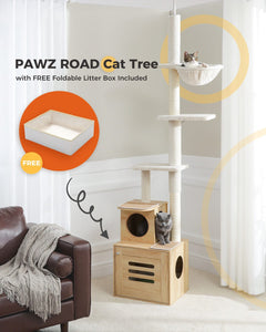 Cat Tree Palace - Cat Scratching Posts USA Cat Scratching Post Specialists | Cat Scratcher Trees & Poles 90.6"-110.2" Adjustable Floor to Ceiling Cat Scratching Post / Tree / Pole with Condo