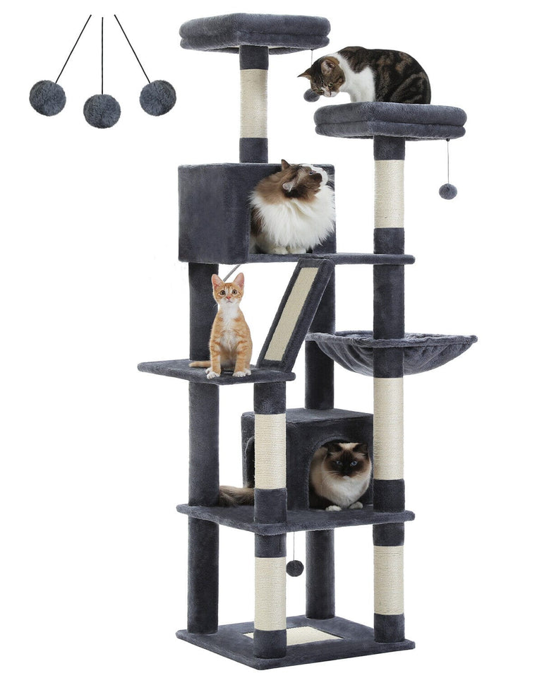 Cat Tree Palace - Cat Scratching Posts USA Cat Scratching Post Specialists | Cat Scratcher Trees & Poles Dark Gray 70.9" Multilevel Cat Scratching Tree with Condo's