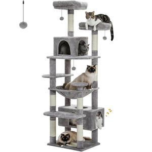 Cat Tree Palace - Cat Scratching Posts USA Cat Scratching Post Specialists | Cat Scratcher Trees & Poles Gray 72.4" Multi Level Cat Scratching Tree with Condos