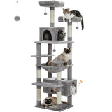 Cat Tree Palace - Cat Scratching Posts USA Cat Scratching Post Specialists | Cat Scratcher Trees & Poles Gray 72.4" Multi Level Cat Scratching Tree with Condos