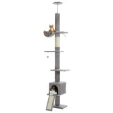 Cat Tree Palace - Cat Scratching Posts USA Cat Scratching Post Specialists | Cat Scratcher Trees & Poles Gray 82.7" - 107.8" Floor to Ceiling Cat Scratching Pole with Condo & Nest
