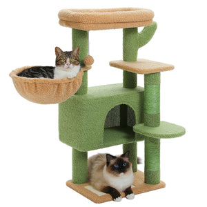 Cat Tree Palace - Cat Scratching Posts USA Cat Scratching Post Specialists | Cat Scratcher Trees & Poles Green 34.6" Compact Cat Scratching Tree Condo