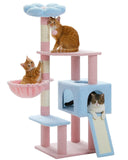 Cat Tree Palace - Cat Scratching Posts USA Cat Scratching Post Specialists | Cat Scratcher Trees & Poles Pink Blue 47.2" Flower Top Cat Tree Condo