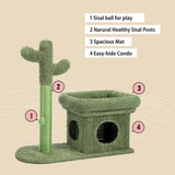 Cat Tree Palace - Cat Scratching Posts USA Cat Furniture 2 in 1 Condo & Cactus Cat Scratching Post / Tree / Pole